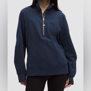 🍋 Lululemon Scuba Oversized Funnel-Neck Half Zip Long in Club Blue/Gold NWOT